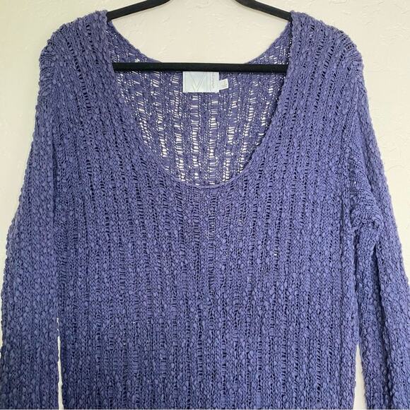 Michael Stars Purple Loose Knit 100% Cotton Scoop Neck Sweater XS - Picture 3 of 12